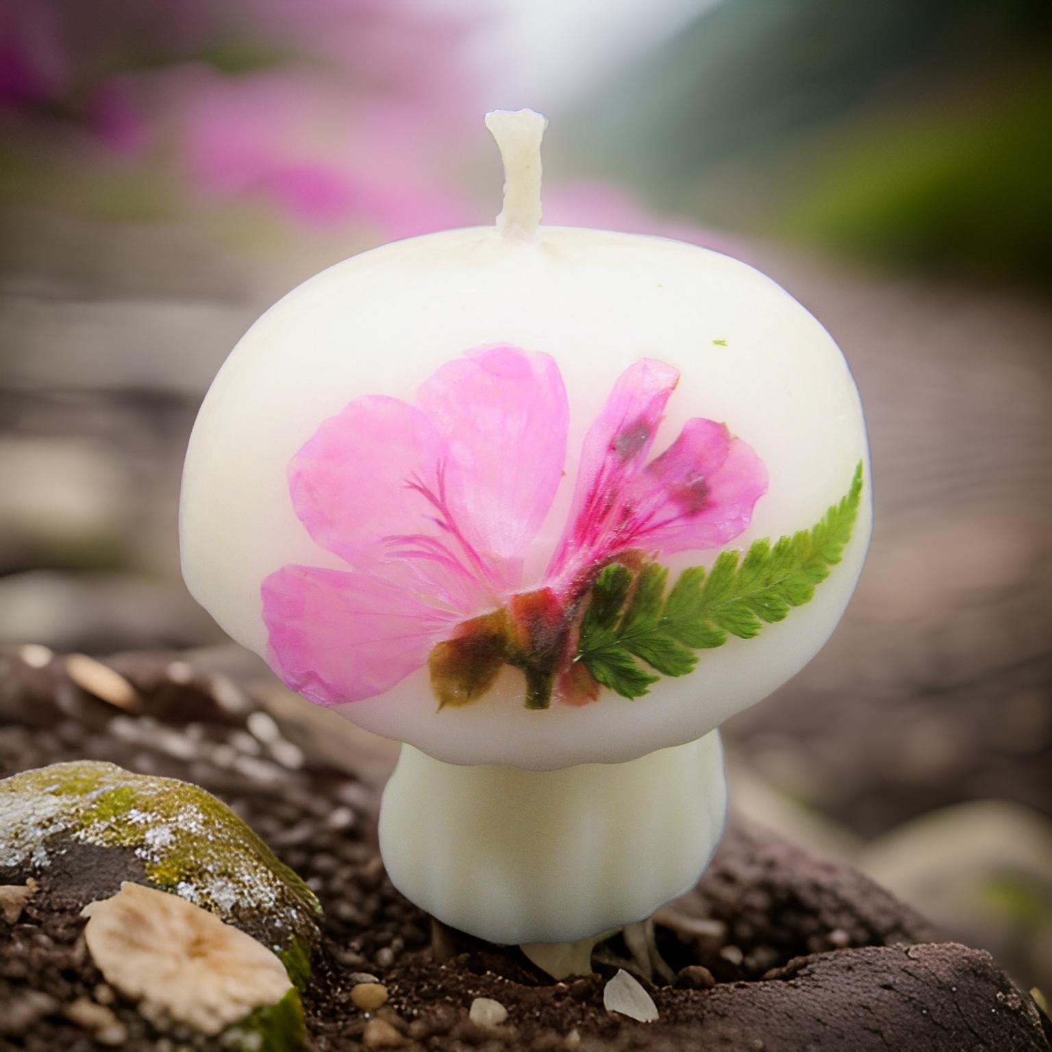 Tiny Mushroom Flower Candle
