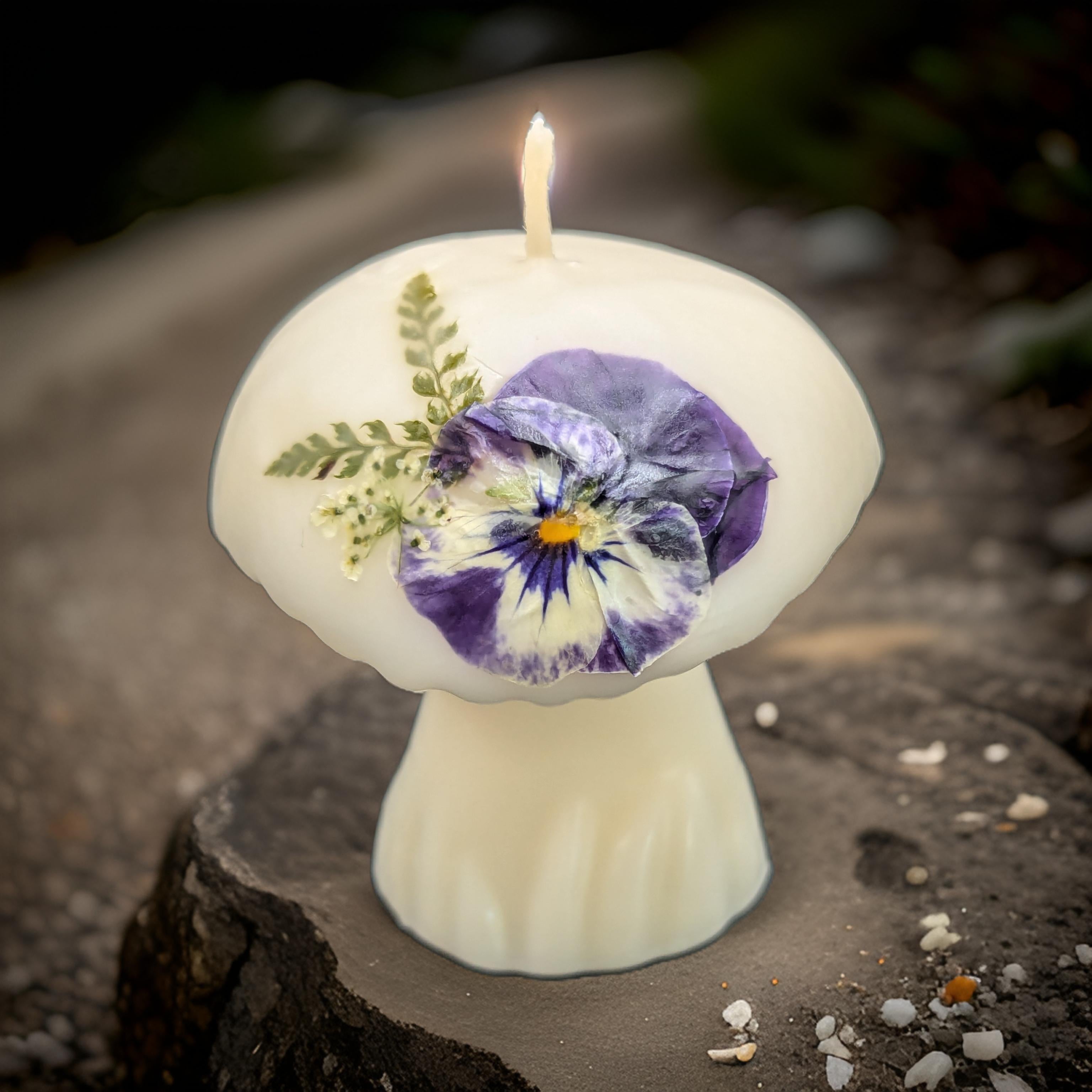 Tiny Mushroom Flower Candle