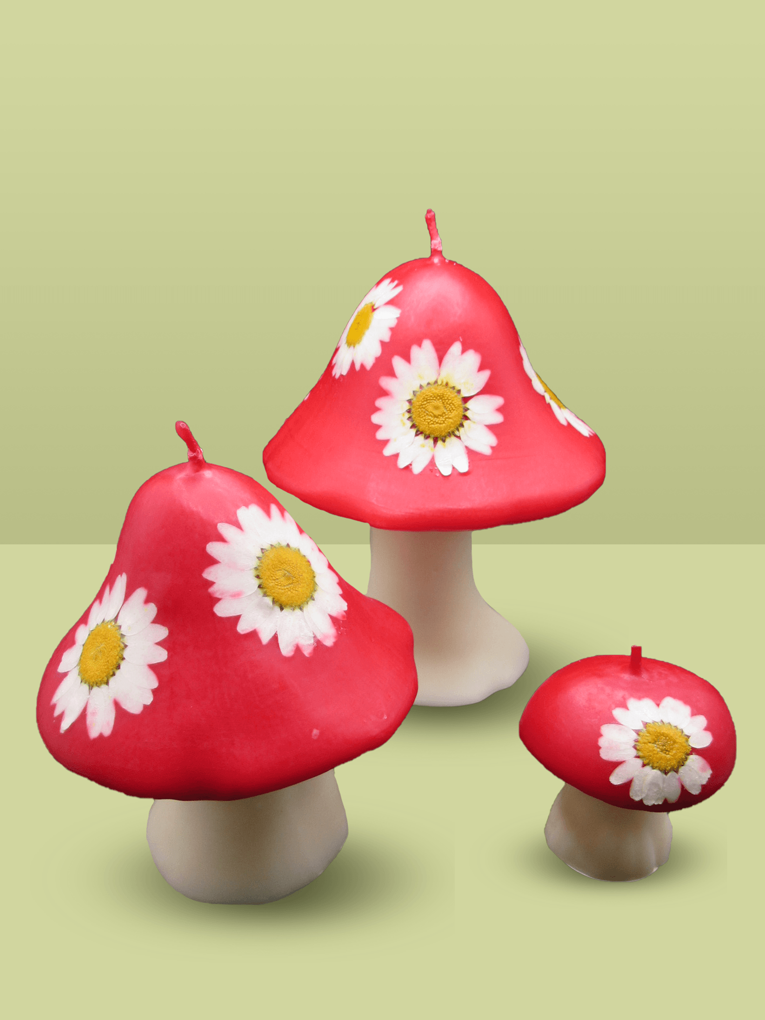 Mushroom Candles in Red and White - The M Project